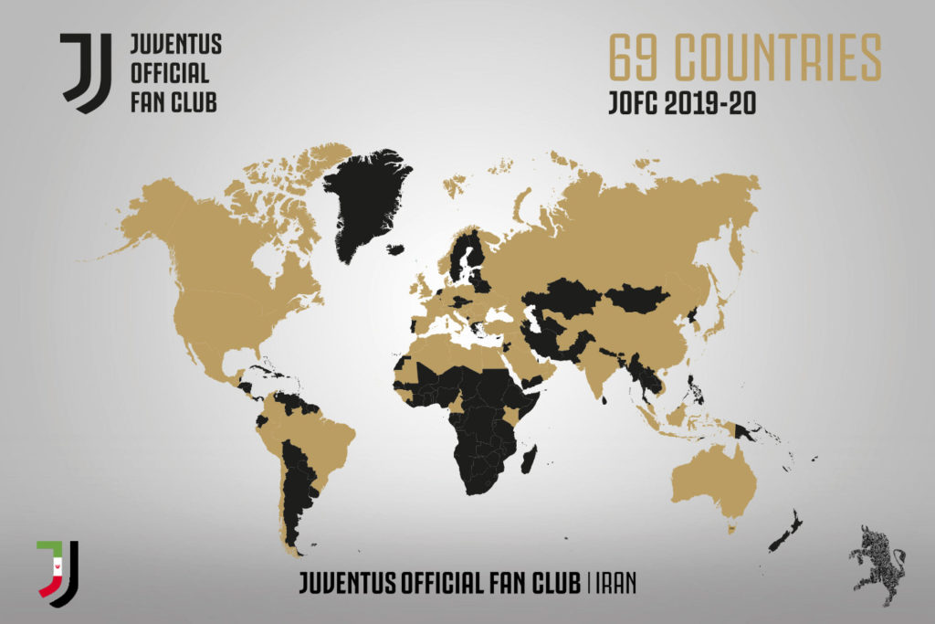 ۶۹ کانون هواداری باشگاه فوتبال یوونتوس در کشور های مختلف